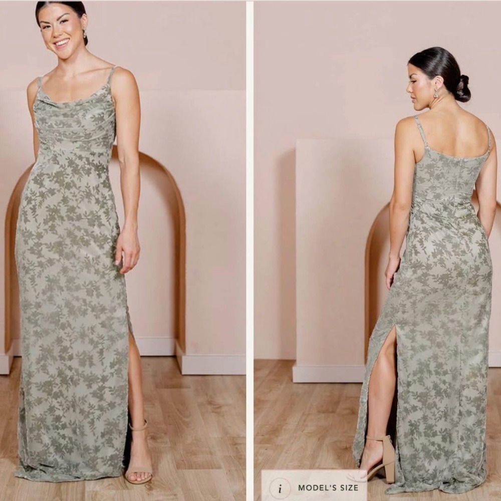 Revelry Silver Sage Skye Floral Burnout Velvet Dress Size 8